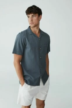 Riviera Short Sleeve Shirt DUSTY BLUE SEERSUCKER