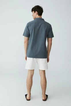 Riviera Short Sleeve Shirt DUSTY BLUE SEERSUCKER -Mens Clothing Store 3611544 04 3