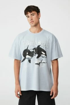 Sea Shepherd Oversized T-Shirt LCN SEA FADED SLATE/THE OCEAN SHARKS -Mens Clothing Store 3611571 04 2