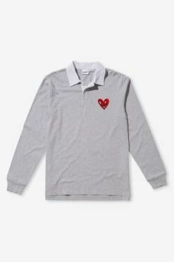 Keith Haring Rugby Polo LCN KEI LIGHT GREY MARLE / HEART -Mens Clothing Store 3611585 01 5