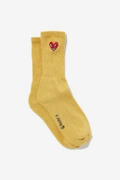 Keith Haring Sock LCN KEI FROSTED HONEY KEITH HARING HEART -Mens Clothing Store 3611612 01 2 1