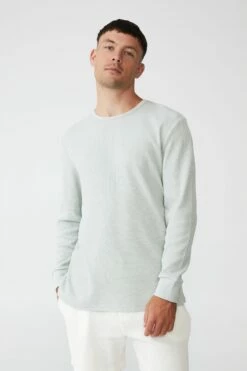 Textured Long Sleeve Tshirt GREY SAND WAFFLE -Mens Clothing Store 3611693 04 2