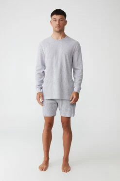 Textured Long Sleeve Tshirt GREY SAND WAFFLE -Mens Clothing Store 3611693 09 1