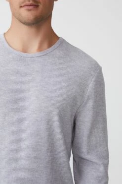 Textured Long Sleeve Tshirt GREY SAND WAFFLE -Mens Clothing Store 3611693 09 4