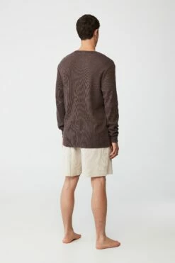 Textured Long Sleeve Tshirt COCOA TWIST WAFFLE -Mens Clothing Store 3611694 03 3