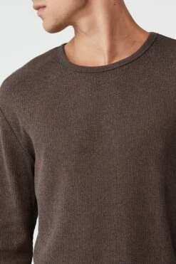 Textured Long Sleeve Tshirt COCOA TWIST WAFFLE -Mens Clothing Store 3611694 03 4