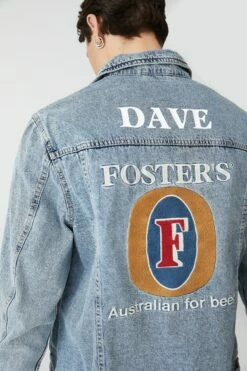 Fosters Denim Jacket Personalised LCN CUB BECKLEY BLUE
