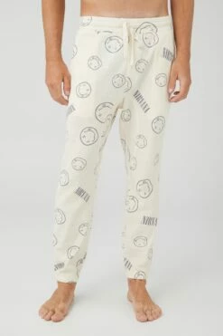 Collab Lounge Pant LCN LIV MOSS STONE/NIRVANA SMILEY -Mens Clothing Store 3611798 01 1