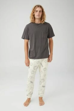 Collab Lounge Pant LCN LIV MOSS STONE/NIRVANA SMILEY -Mens Clothing Store 3611798 01 2