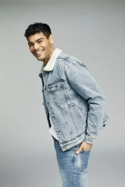 Borg Denim Jacket DISTRESSED BLUE 10 Borg Denim Jacket DISTRESSED BLUE -Mens Clothing Store 362055 02 1