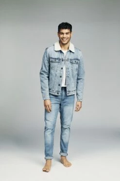 Borg Denim Jacket DISTRESSED BLUE 12 Borg Denim Jacket DISTRESSED BLUE -Mens Clothing Store 362055 02 4