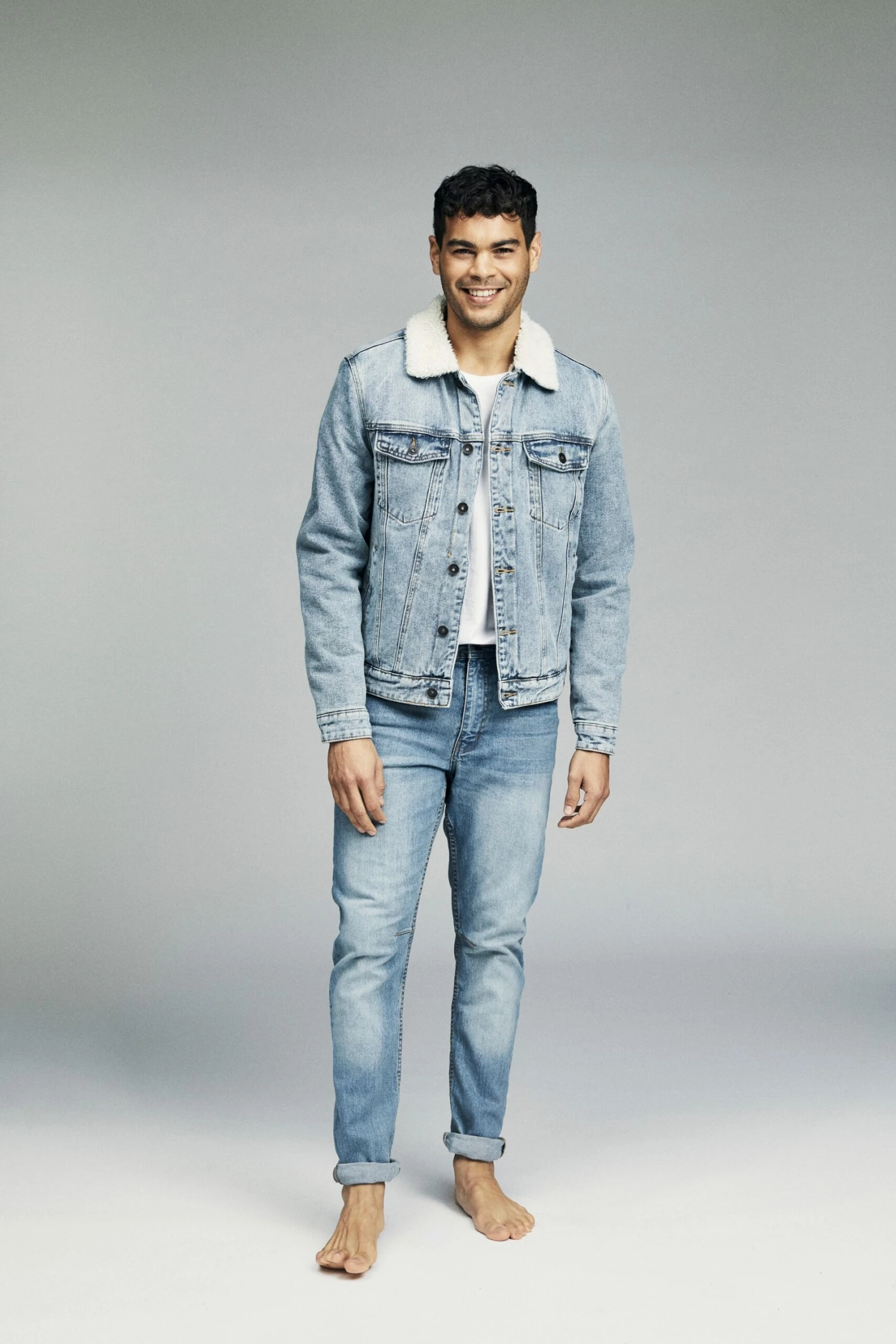 Borg Denim Jacket DISTRESSED BLUE 6 Borg Denim Jacket DISTRESSED BLUE - Image 6