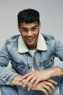 Borg Denim Jacket DISTRESSED BLUE 13 Borg Denim Jacket DISTRESSED BLUE -Mens Clothing Store 362055 02 5