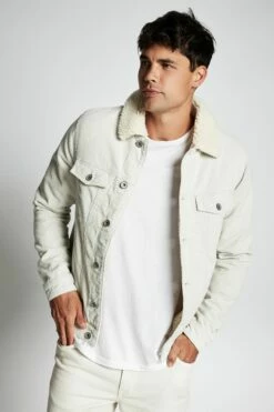 Borg Denim Jacket DISTRESSED BLUE