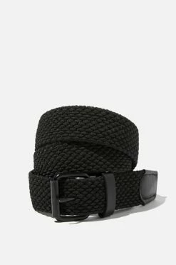 Hampton Plait Belt BLACK/MATTE BLACK -Mens Clothing Store 362910 09 2