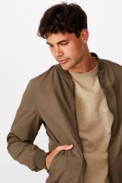 Resort Bomber Jacket TEXTURED KHAKI -Mens Clothing Store 362944 11 4