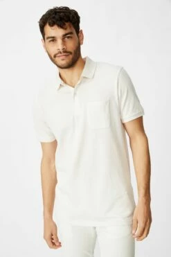 Brunswick Slub Polo WHITE TEXTURE
