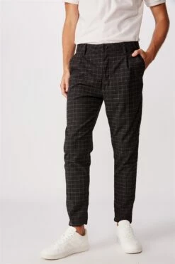 Oxford Trouser STONE MUSTARD MINI CHECK -Mens Clothing Store 363602 16 2 1