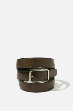 Twist Buckle Belt BLACK/BROWN/BRUSHED SILVER