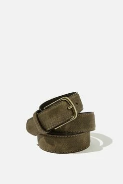 Faux Suede Belt BLACK/BRUSHED GOLD