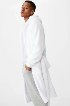 Mens Plush Gown WHITE 9 Mens Plush Gown WHITE -Mens Clothing Store 363818 04 1