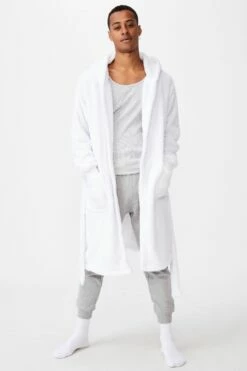 Mens Plush Gown WHITE