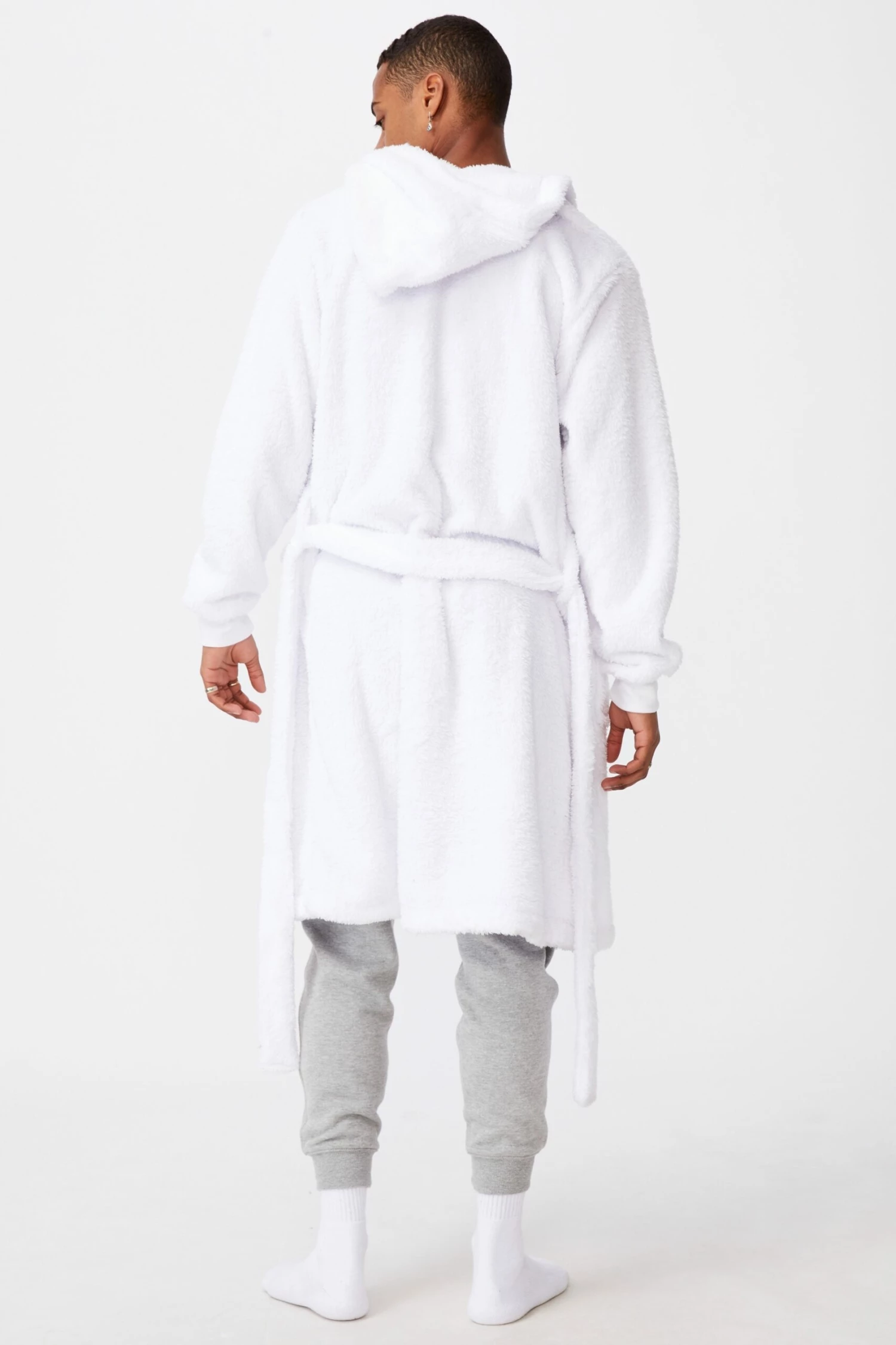 Mens Plush Gown WHITE 6 Mens Plush Gown WHITE - Image 6