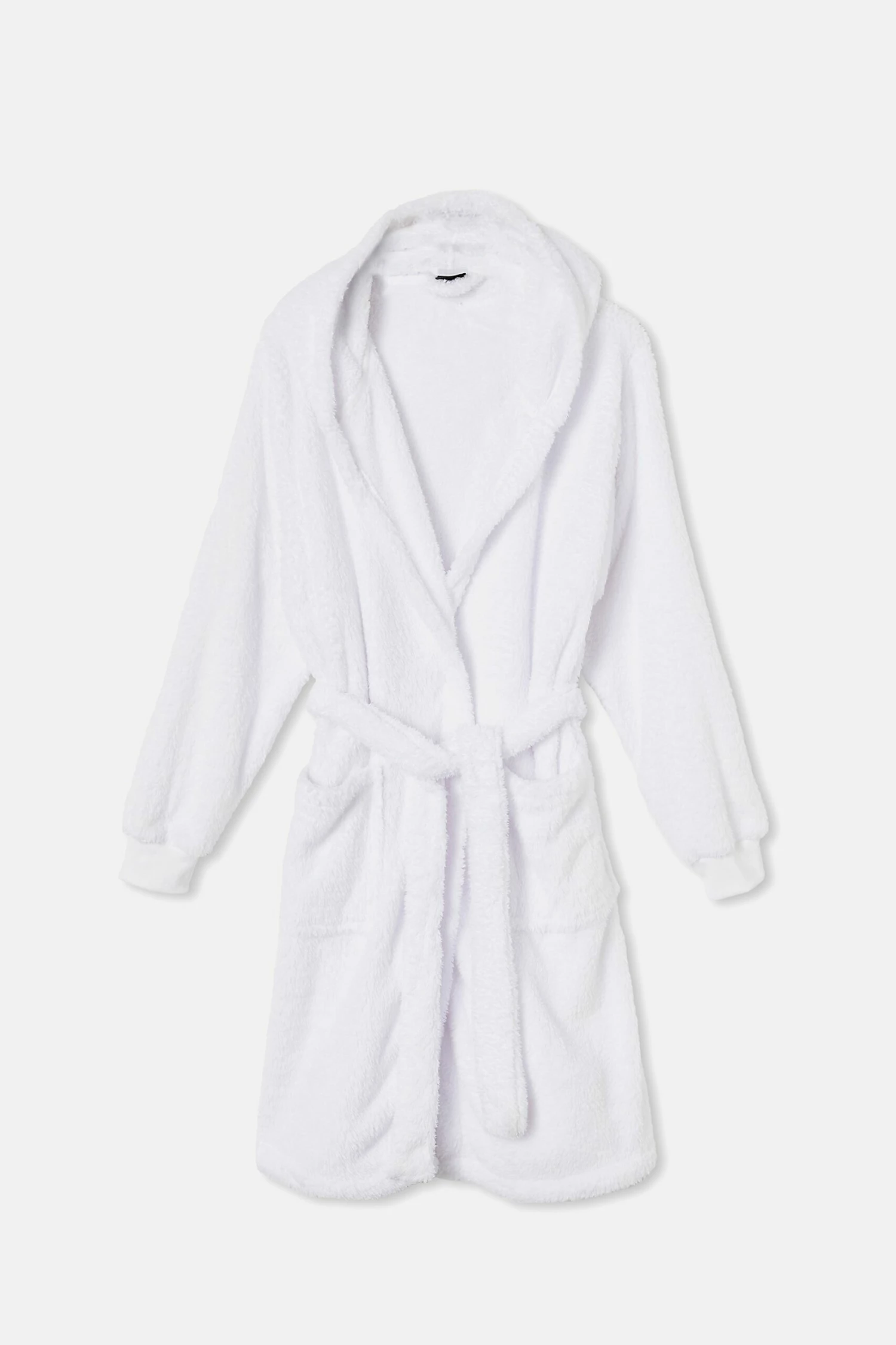 Mens Plush Gown WHITE 3 Mens Plush Gown WHITE - Image 3