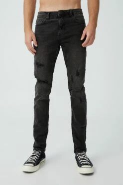 Slim Fit Jean RAVEN BLACK RIPS -Mens Clothing Store 390548 314 1