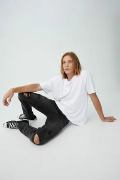 Slim Fit Jean RAVEN BLACK RIPS -Mens Clothing Store 390548 314 2 1