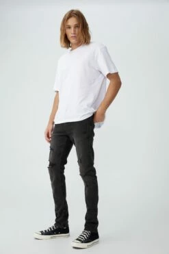 Slim Fit Jean RAVEN BLACK RIPS -Mens Clothing Store 390548 314 5