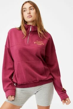 Nrl Womens Fleece 1/4 Zip Jumper BRONCOS