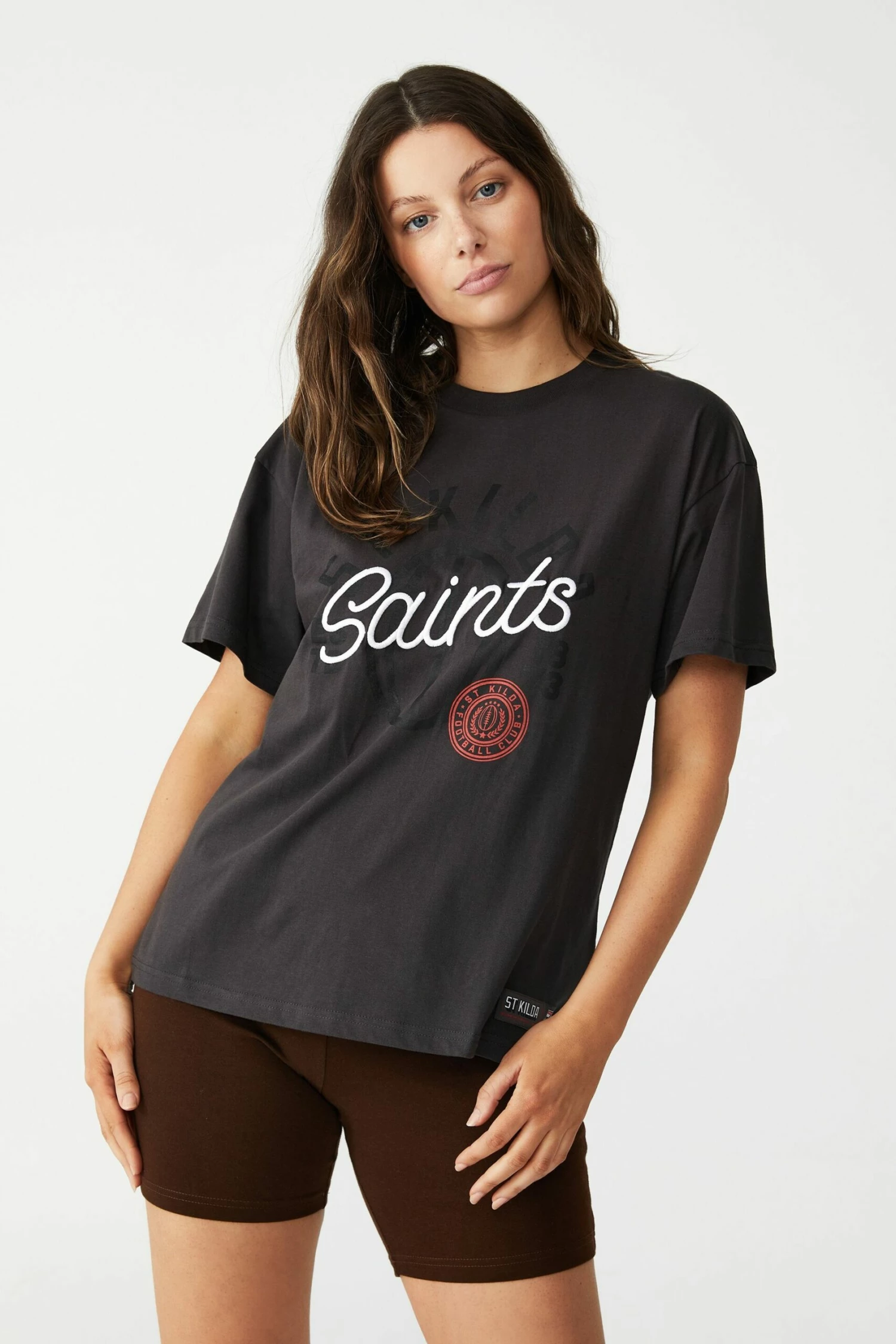 Afl Womens Embroidered Script Tee COLLINGWOOD 4 Afl Womens Embroidered Script Tee COLLINGWOOD - Image 4