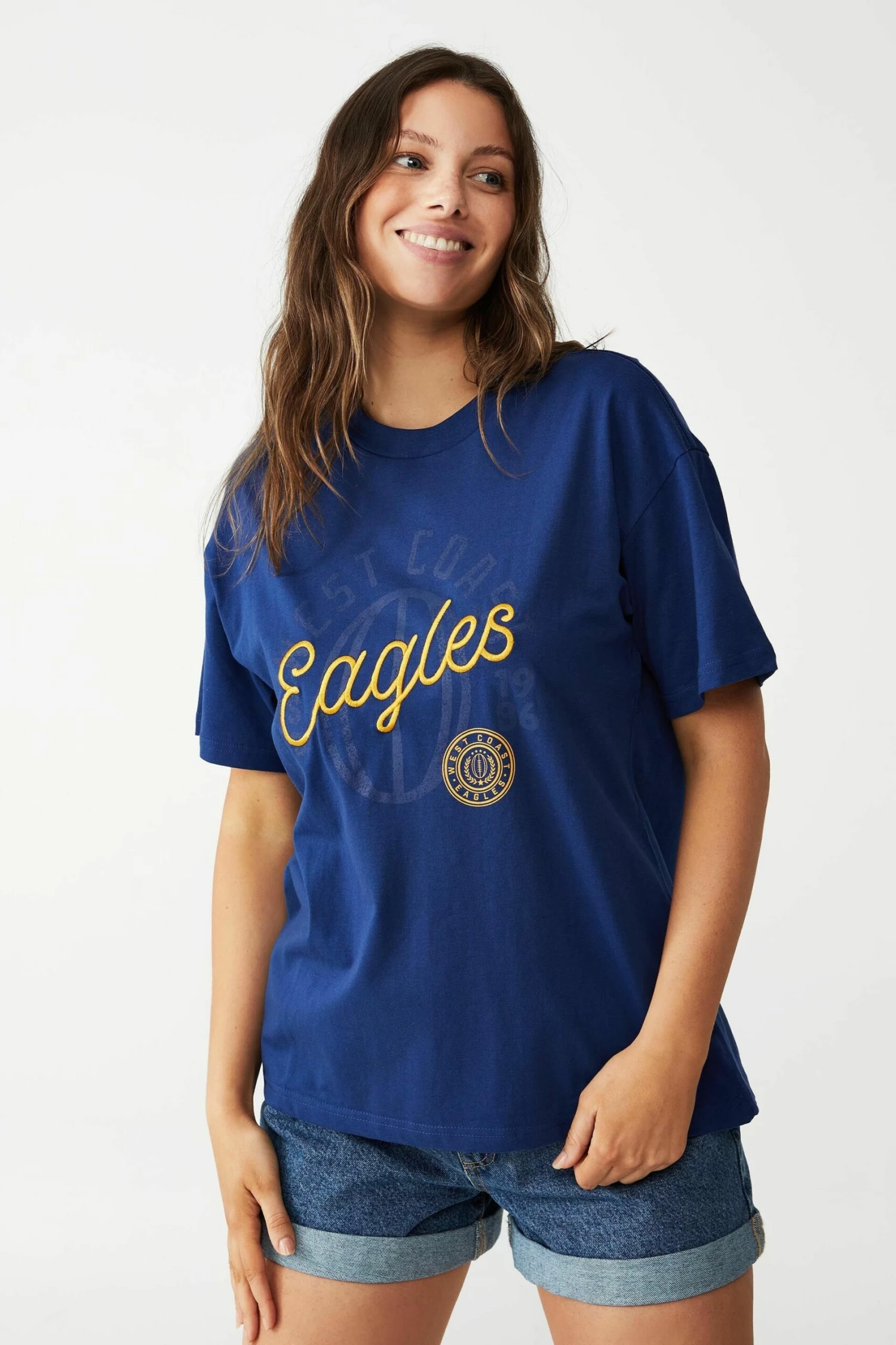 Afl Womens Embroidered Script Tee COLLINGWOOD 2 Afl Womens Embroidered Script Tee COLLINGWOOD - Image 2