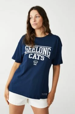 Afl Womens Distressed Flock Tee COLLINGWOOD -Mens Clothing Store 9630427 07 2