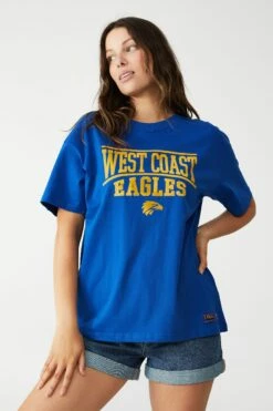Afl Womens Distressed Flock Tee COLLINGWOOD