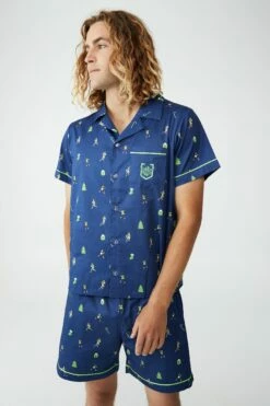 Nrl Adults Ss/Short Xmas Pj Set WESTS TIGERS -Mens Clothing Store 9630432 09 2
