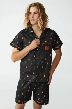 Nrl Adults Ss/Short Xmas Pj Set WESTS TIGERS