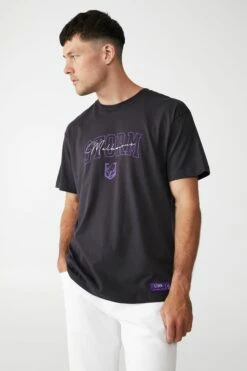 Nrl Mens Embroidery Script Tee ROOSTERS