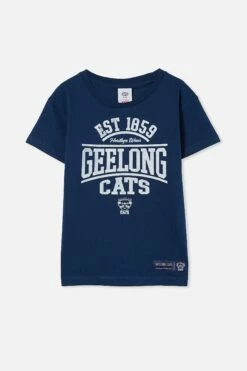 Afl Kids Distressed Flock Tee GEELONG -Mens Clothing Store 9630443 07 2