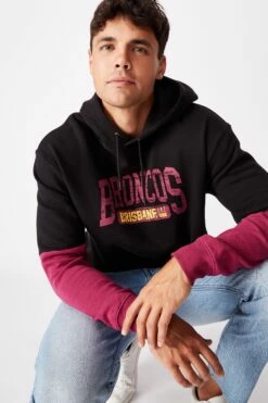 Nrl Mens Panel Hoodie BRONCOS -Mens Clothing Store 9801311 01 4